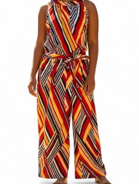 Ashley Stewart Wide-Leg Striped Jumpsuit